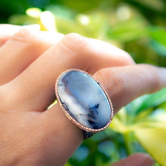 Bountiful Dendritic Agate Solitaire Sterling Silver Ring - Picture 2 of 5